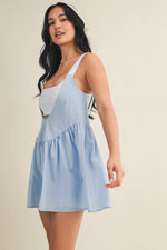 Gingham Print Double Layered Play Dress: Blue / L