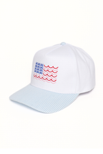 Americana USA Wave Flag Embroidered Adjustable Baseball Cap: Pink