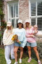 Mommin' - Striped Vintage Trucker Hat: Blue Stripe