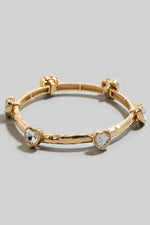 Rhinestone Hearts Elastic Metallic Bracelet