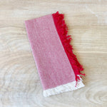 Herringbone Fringe Napkin   Red/White   20x20