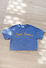 SUN BUM Cropped Mineral Graphic Top: DENIM BLUE / S