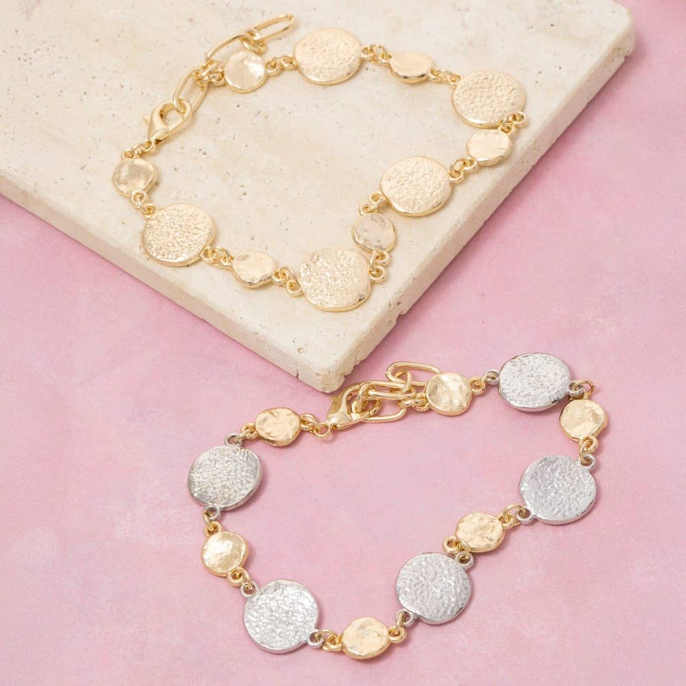 Metallic Hammered Coins Chain Bracelet
