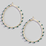 Faceted Glass Beaded Oval Dangle Earrings