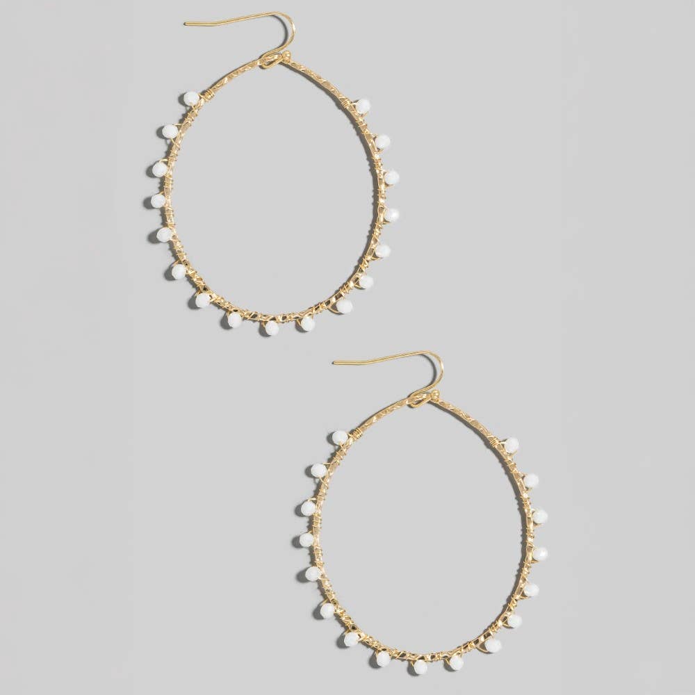 Faceted Glass Beaded Oval Dangle Earrings
