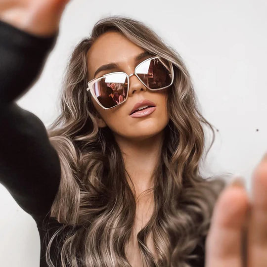 DIFF Becky Gold Flash Brown Gradient Sunglasses