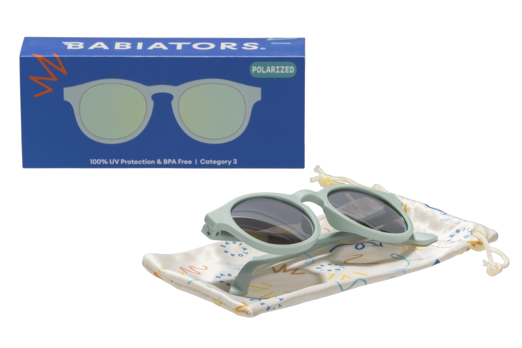 Seafoam Blue Polarized Keyhole Sunglasses with Mirrored Lens: Ages 6+