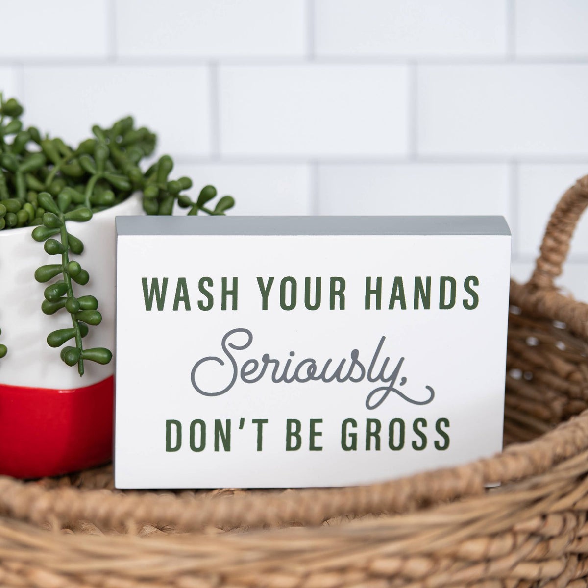 Metal 7" Multicolor Wash Your Hands. Block Decor