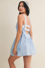 Gingham Print Double Layered Play Dress: Blue / M