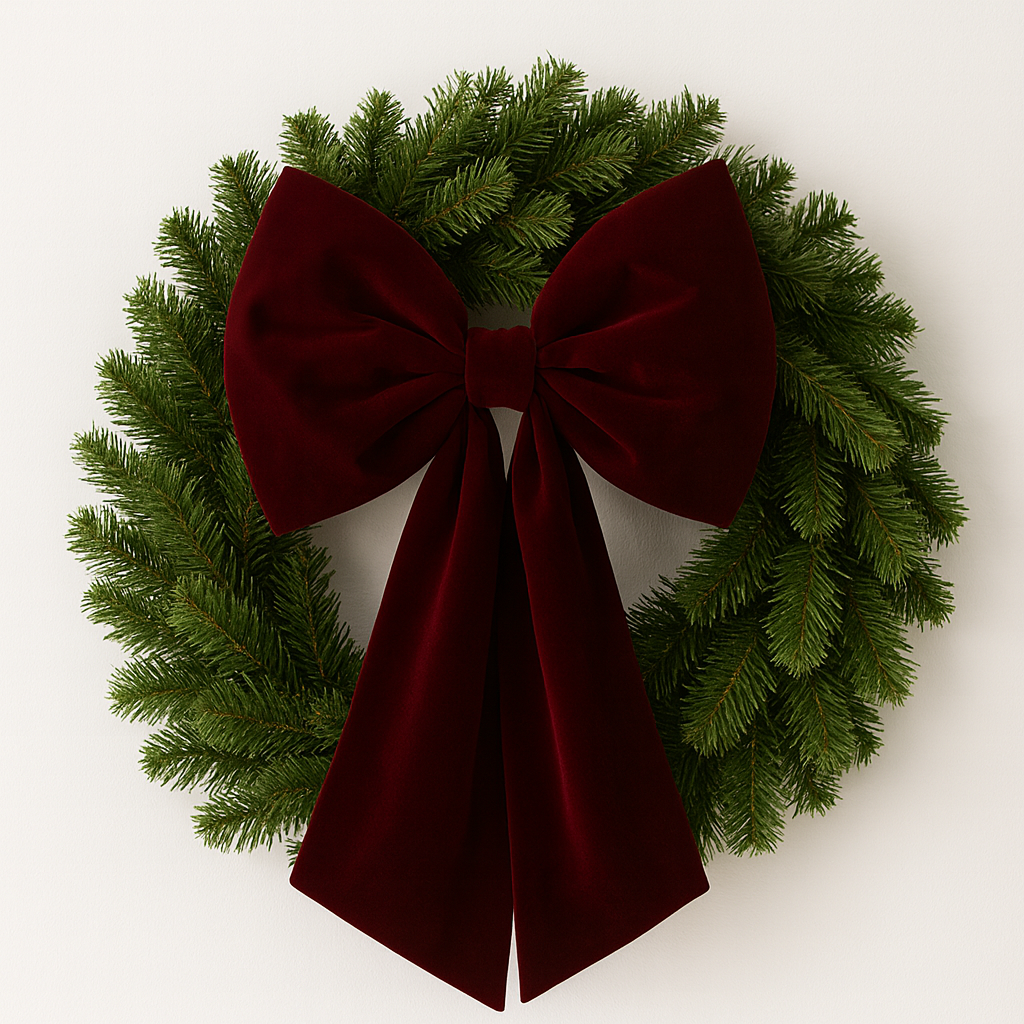 🎀 Extra-Large Wine Red Velvet Bow – 27.5” Statement Decor