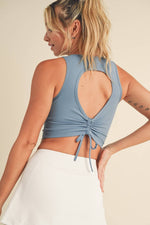 Corset Inspired Cropped Tank Top: Cream / L