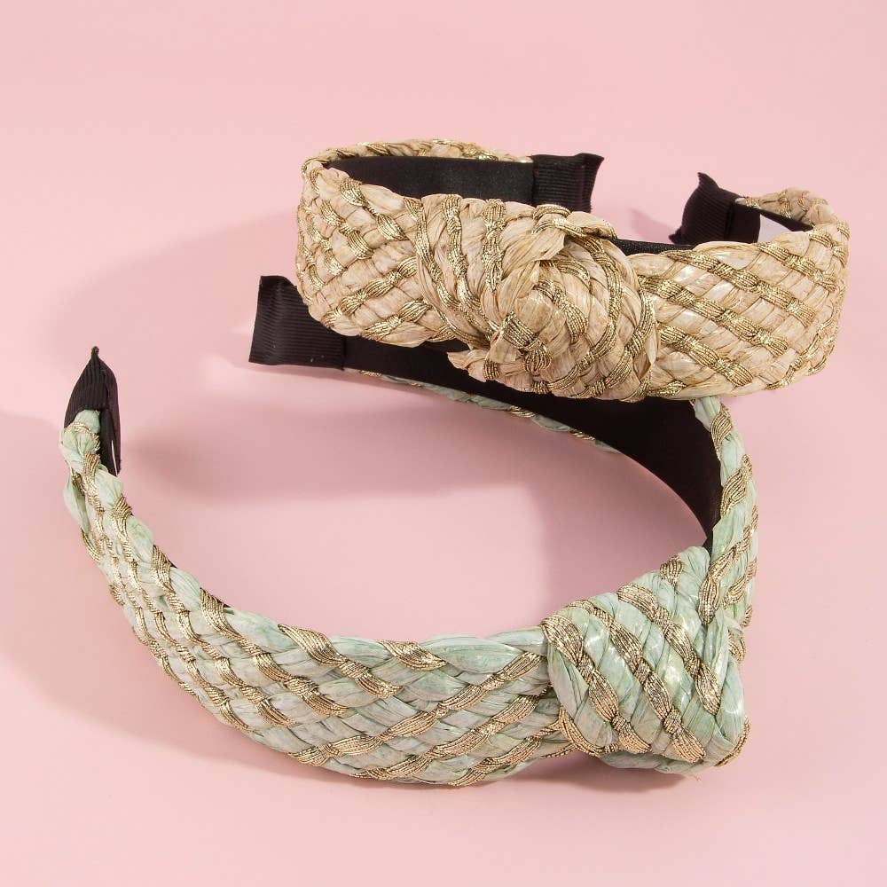 Striped Braided Twist Headband: MULTI