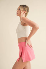 Corset Inspired Cropped Tank Top: Cream / M
