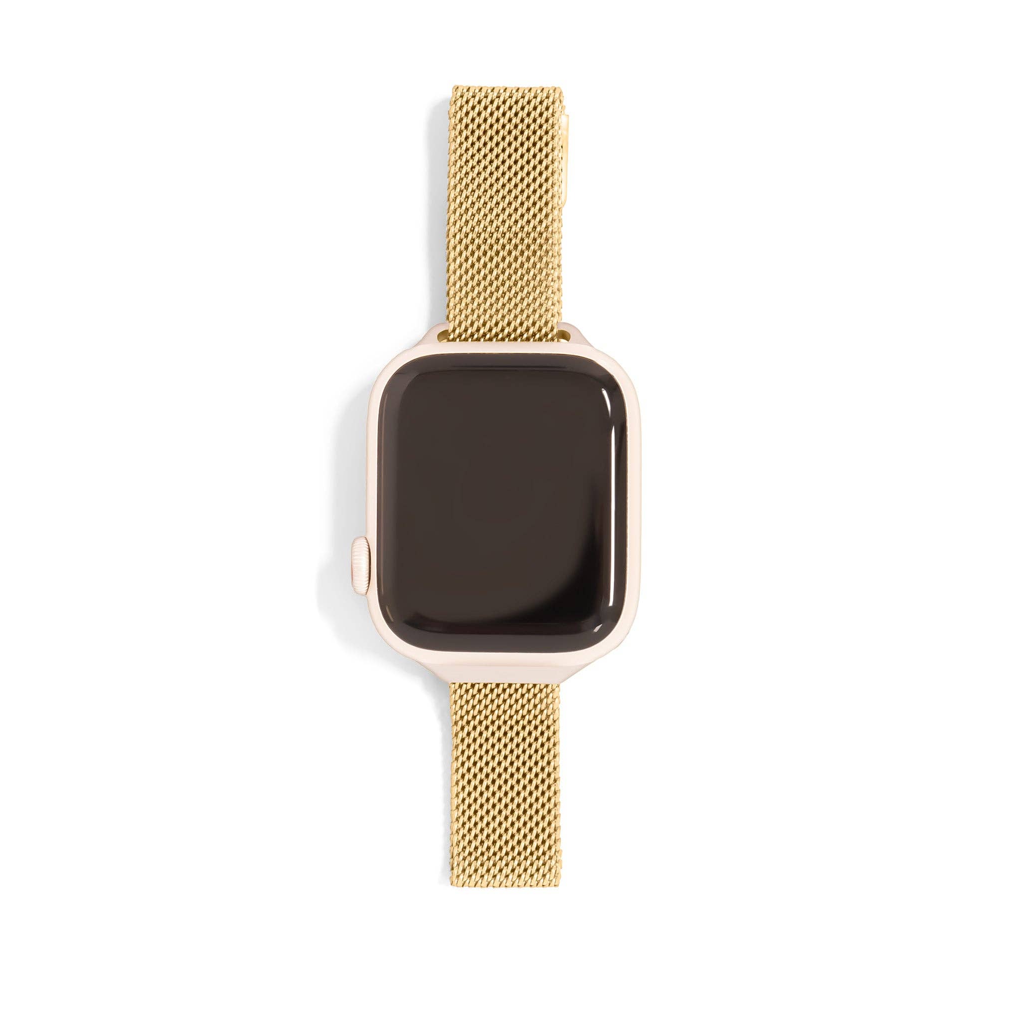 18K Gold Stainless Steel Adjustable Mesh Smart Watch Band: Gold