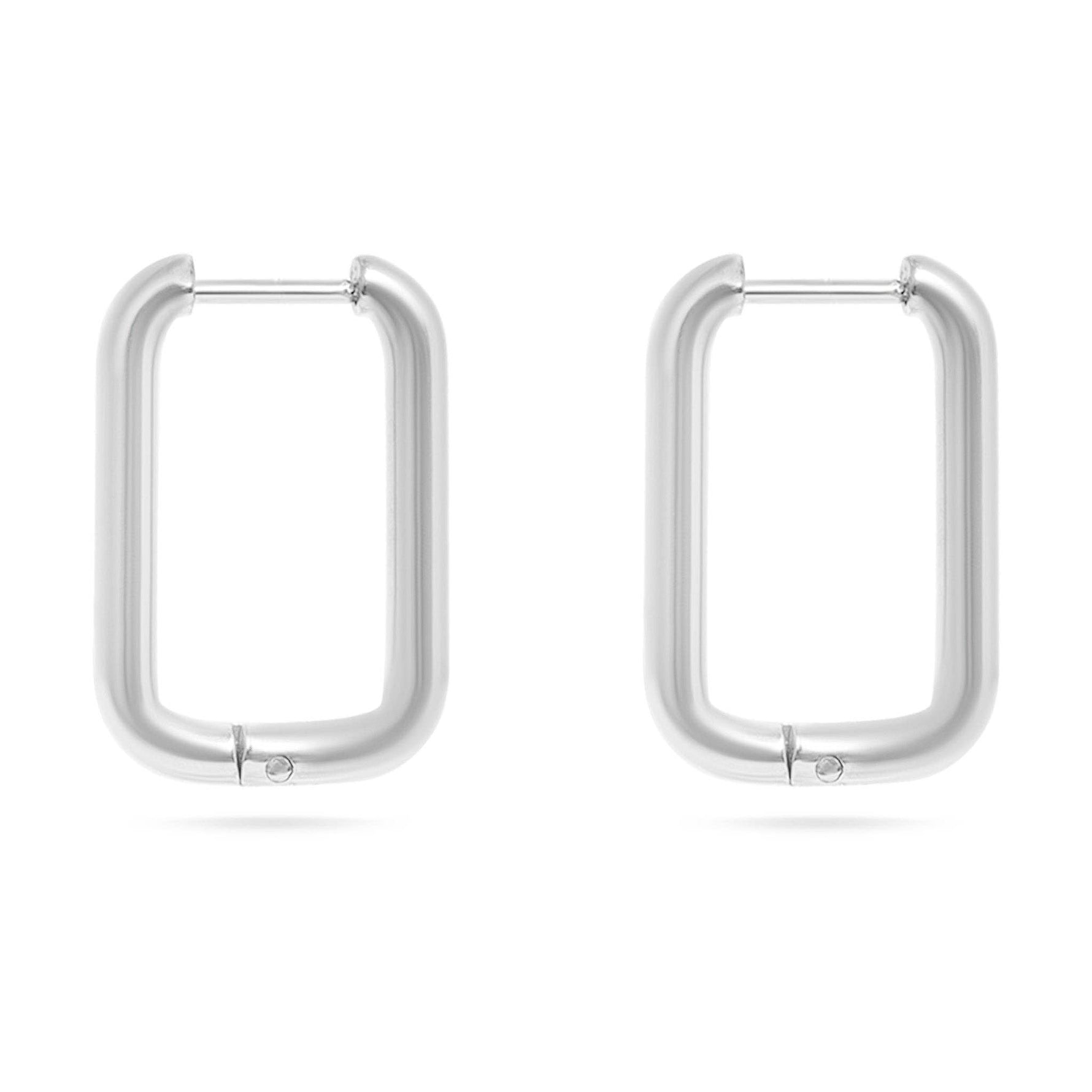 18K Gold PVD Rounded Rectangle Everyday Huggie Earrings: Gold