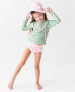 Girls Pink Seersucker Swim Hat: 12m-2T