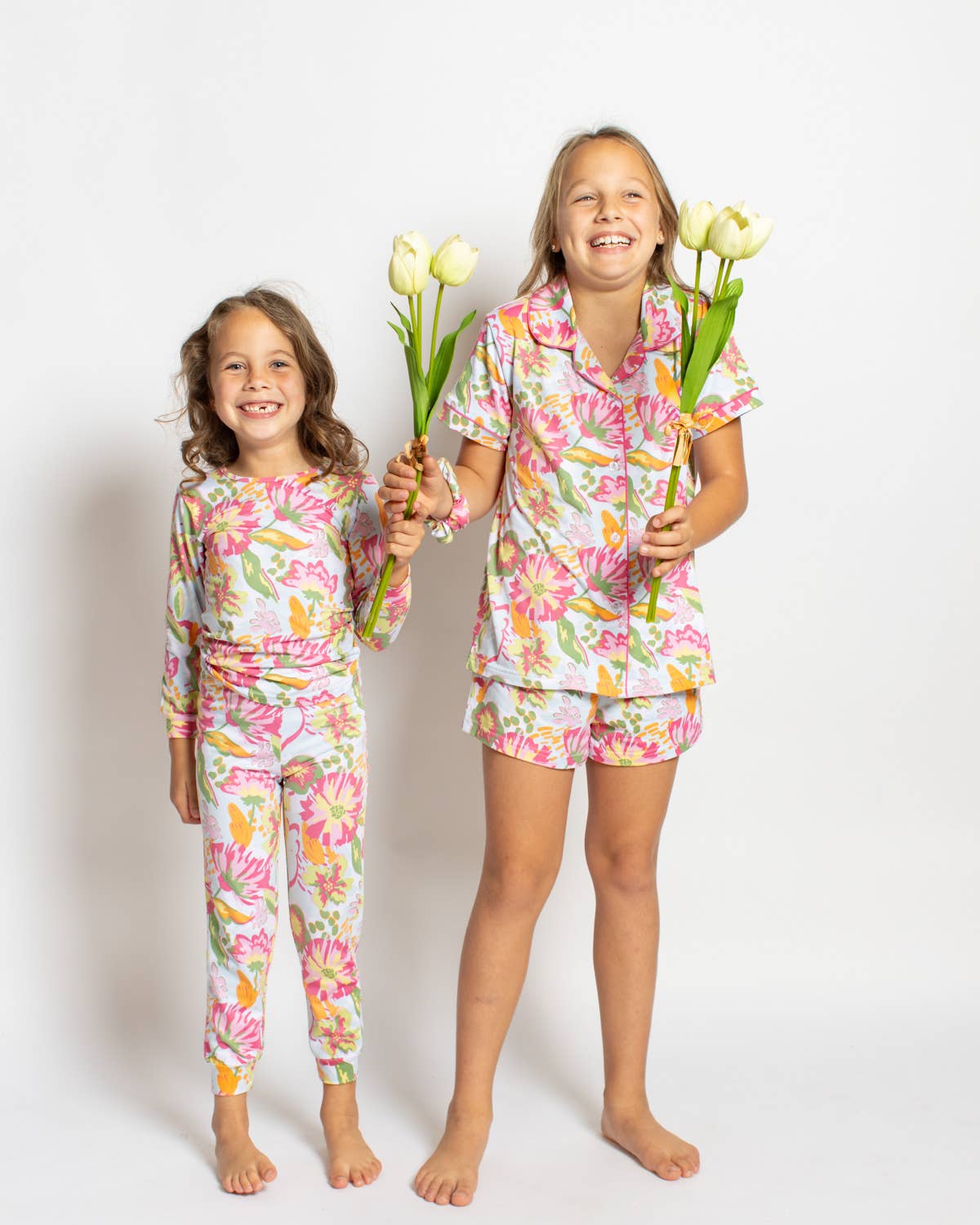 Kid's Summer Bouquet Long Sleeve Pajamas   Pink/Blue/Multi   -Asst.: 6