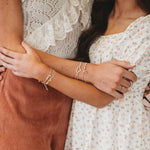 "Mother / Daughter" Pink with Pearls and Gold Hearts Shareable Hair Tie Bracelets