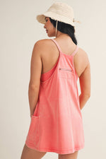 Mineral Wash Play Dress: Coral / L