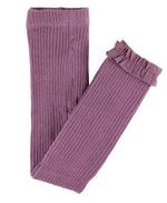 Girls Vintage Violet Rib Knit Footless Ruffled Tights: 12-24m