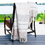 Tylanne 50x70" Indoor/Outdoor Recycled Woven Throw Blanket: Tidal Teal