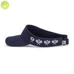 Country Club Visor: Navy With Crossed Racquets White