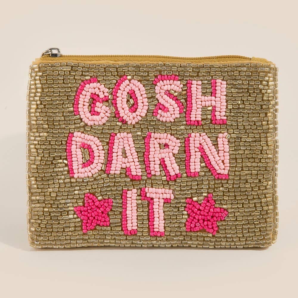 Gosh Darn It Seed Beaded Coin Purse