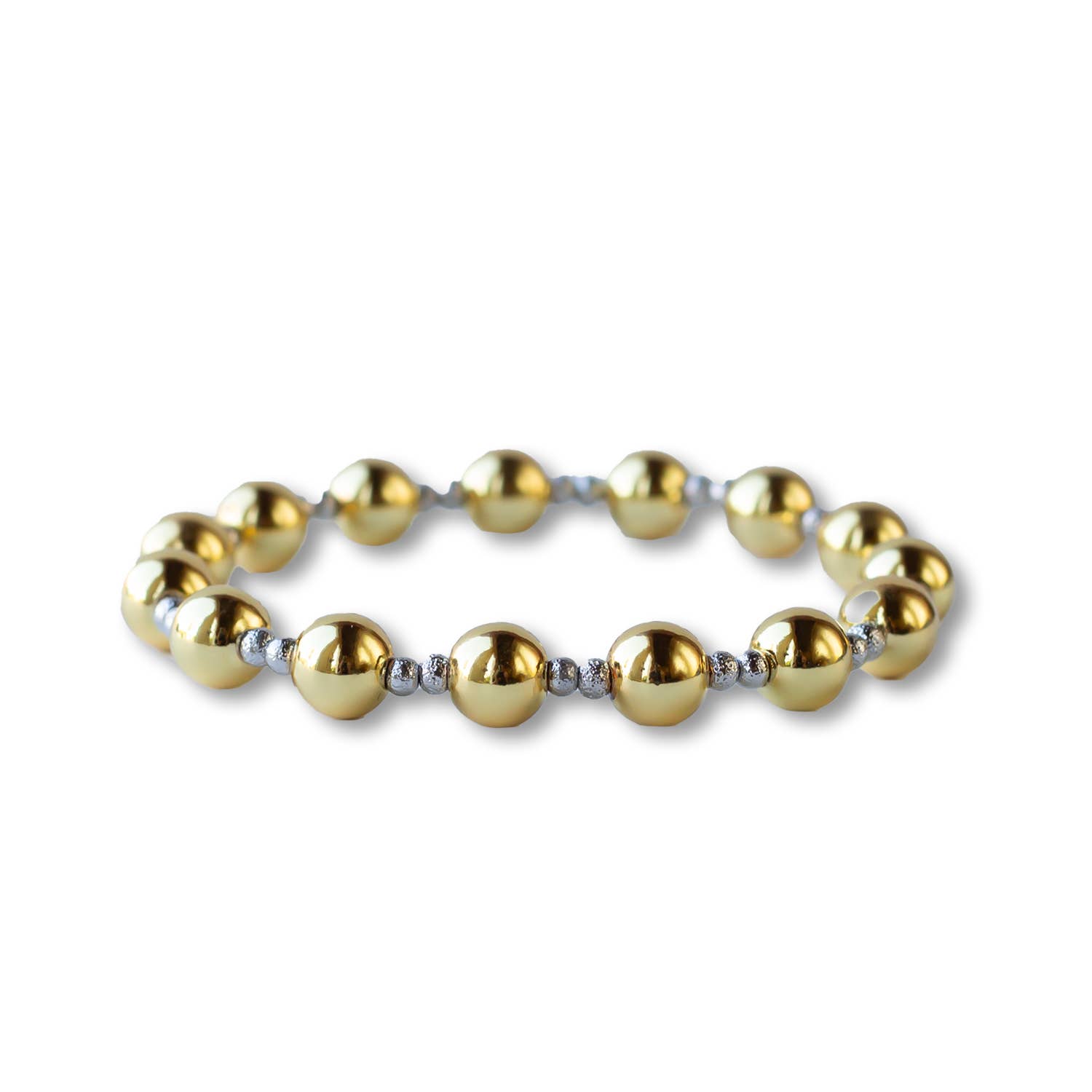 Lenny & Eva - Gold Beaded Bracelet: Uno Textured