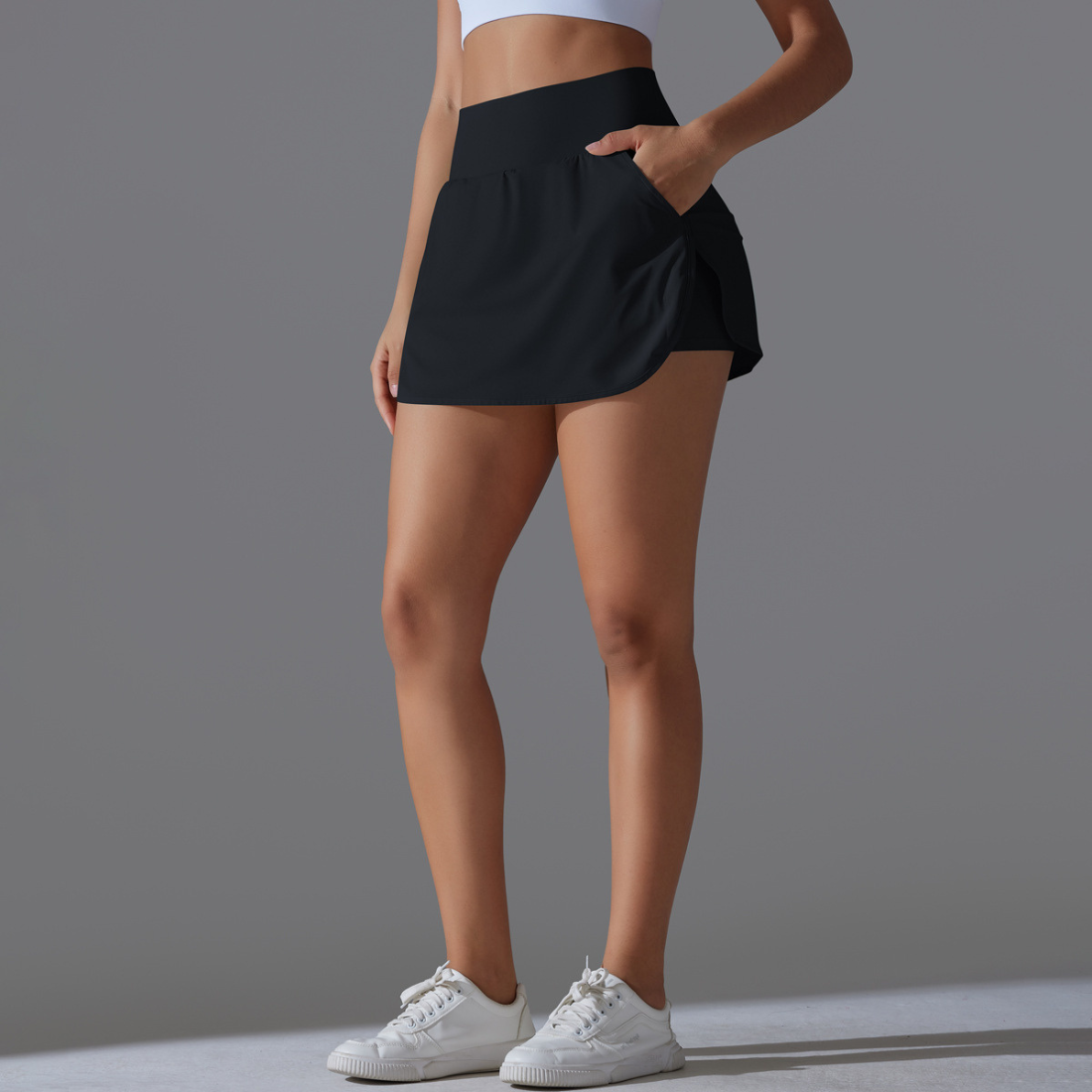 Women's Athletic Faux two-piece Quick-Dry Tennis Skirt: Navy / M