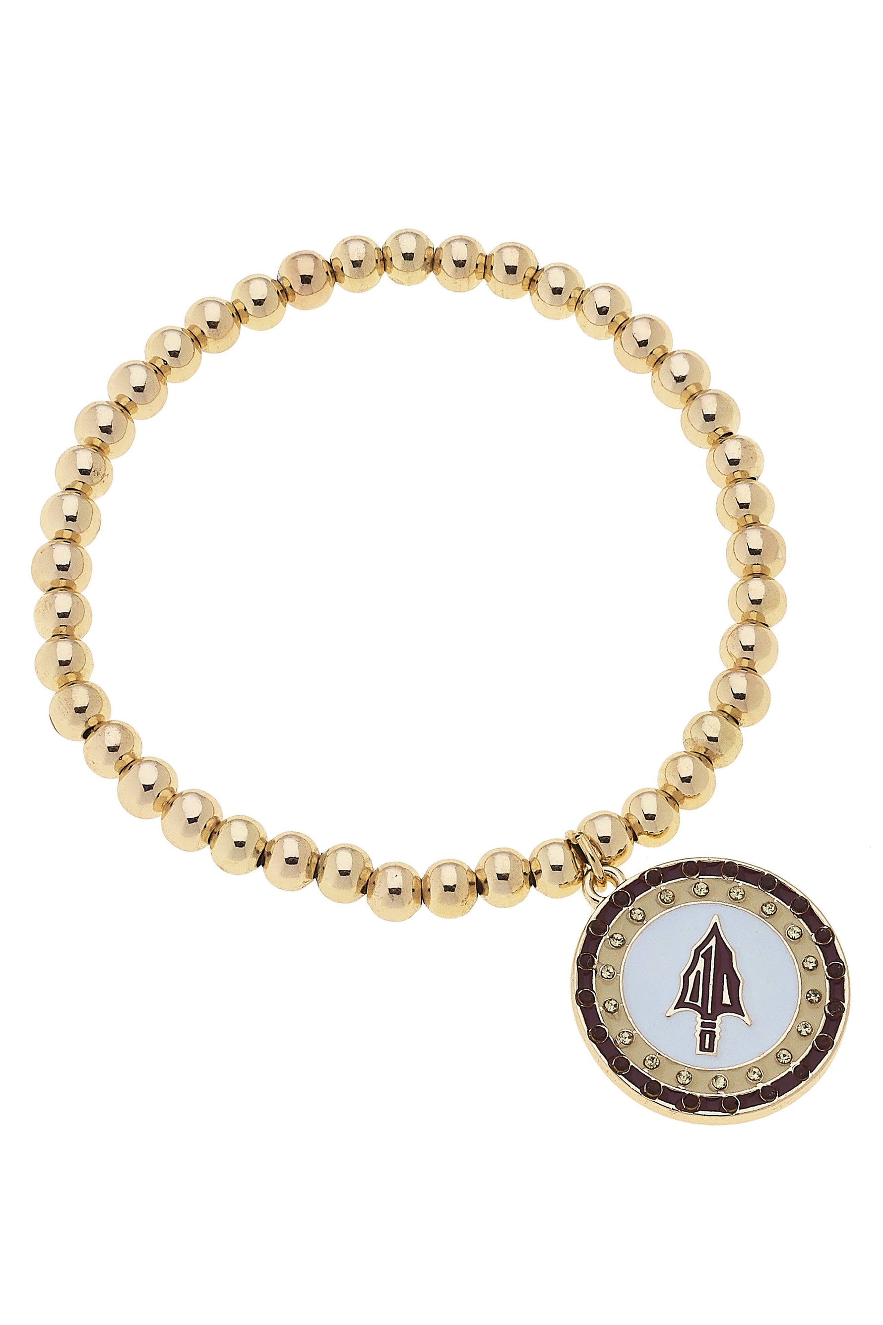 Florida State Seminoles Pave Disc Ball Bead Bracelet
