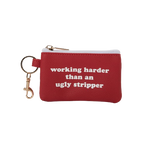 Working Harder Keyring Zip Wallet: Red / 100% Pu Leather