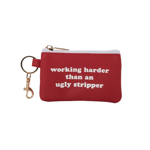 Working Harder Keyring Zip Wallet: Red / 100% Pu Leather