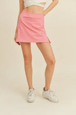 Pink High Waist Tennis Skirt: Pink / L