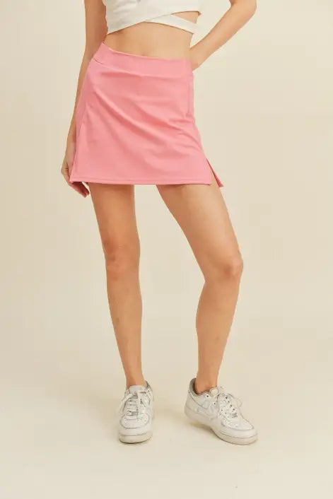 Pink High Waist Tennis Skirt: Pink / M