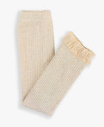 Girls Heather Oatmeal Rib Knit Footless Ruffled Tights: Off-White / 0-6M