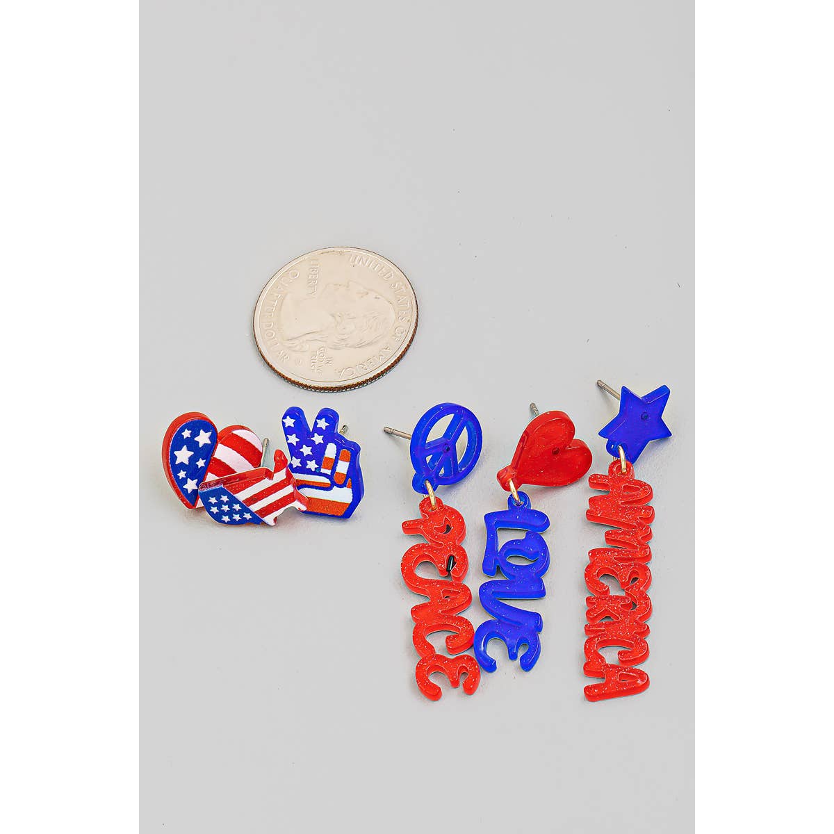 America Love Peace Earrings Set: USA