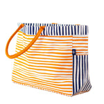 Stripe Durham Tote   White/Blue/Orange   17.5x13.5x6