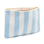 Blue Stripe Terry Flat Pouch - Large