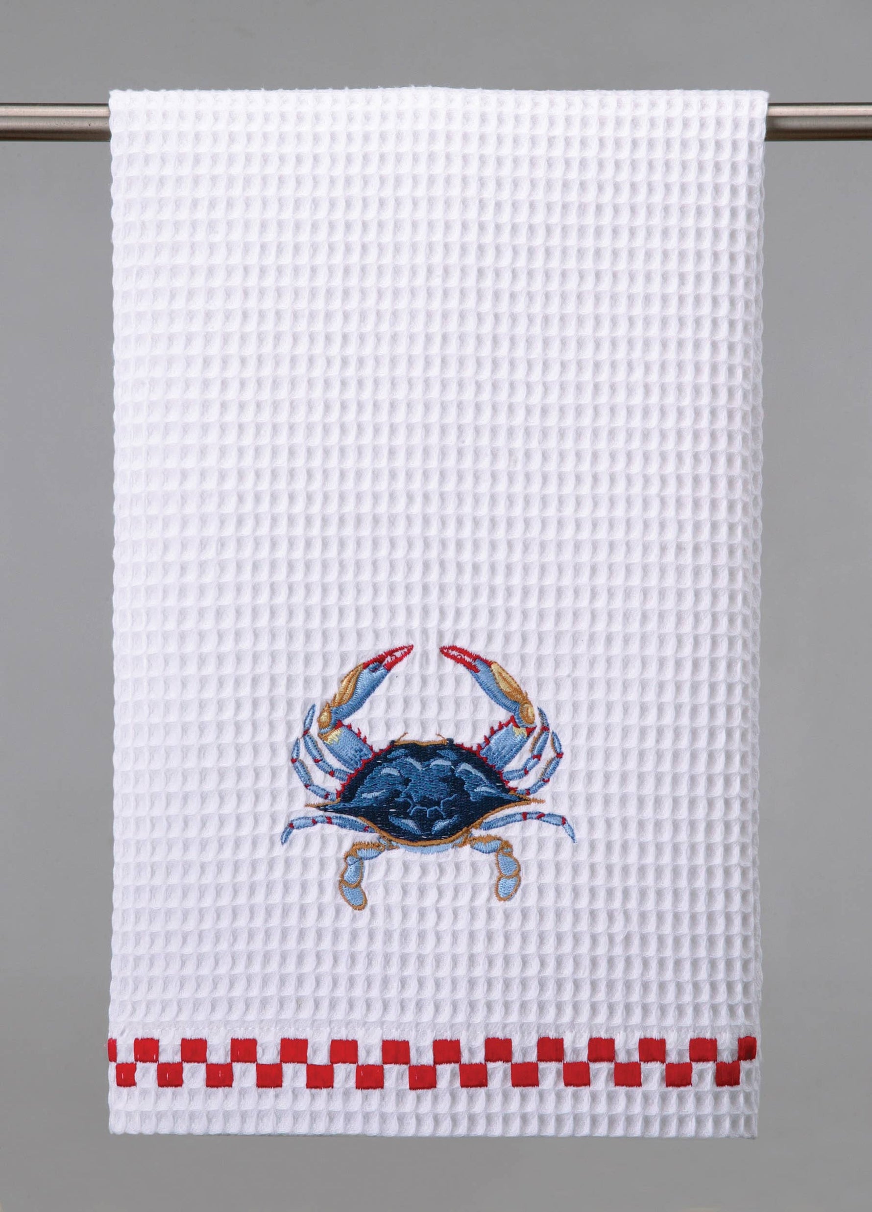 Blue Crab Waffle Weave Kitchen Towel