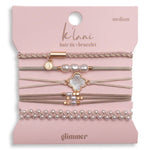 "Glimmer" Soft Pinks with Pearl and Gold Accent Hair Tie Bracelets
