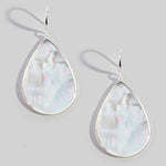 Gold Bezel Iridescent Shell Dangle Earrings