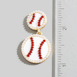 Pave Enamel Baseballs Dangle Earrings