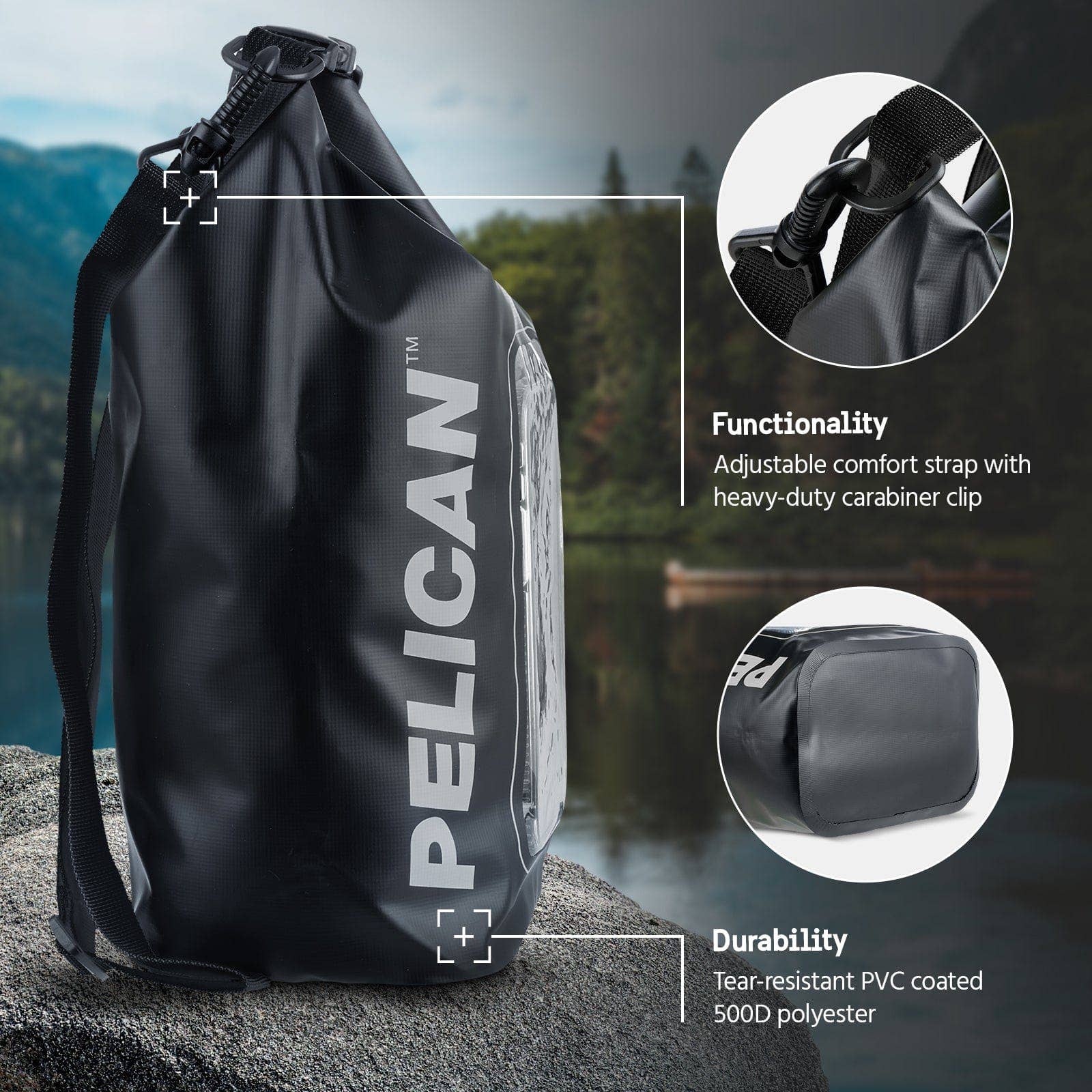Pelican Marine Waterproof 5L Dry Bag (Stealth Black) - Phone Pouch: Stealth Black
