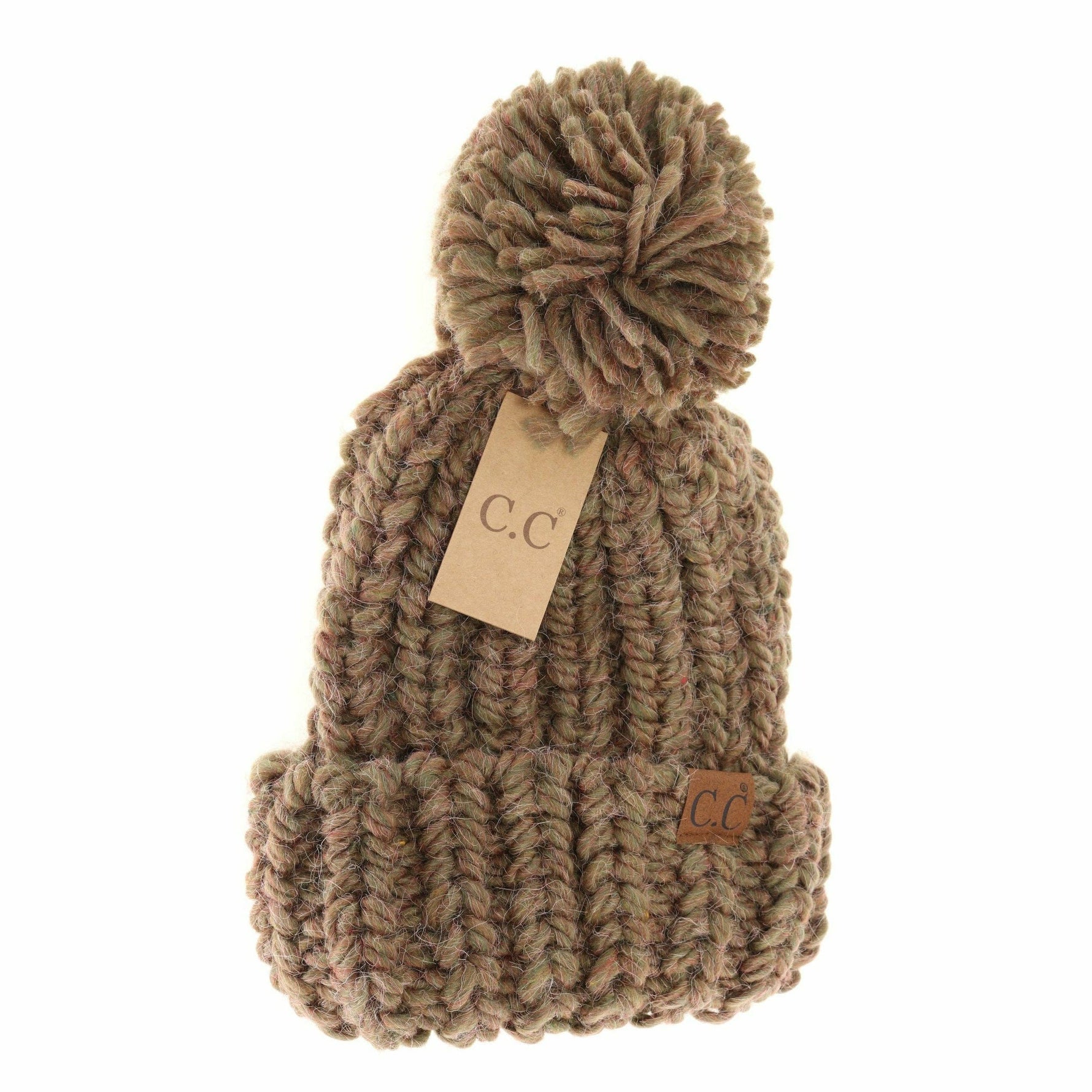 CC Chunky Knit Yarn Pom Beanie: Black