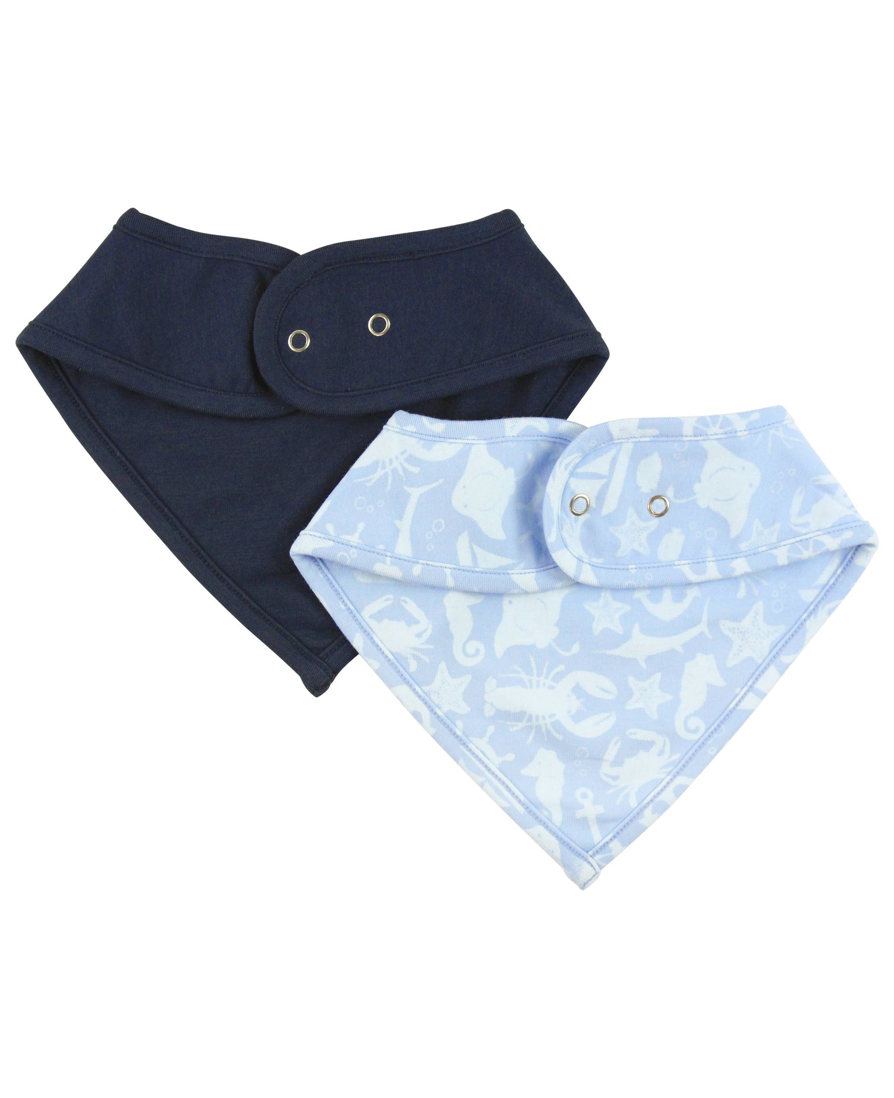 Baby Dark Navy and Coastal Treasures Knit 2-Pack Bandana Bibs: Blue / One Size