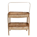 BLOOMINGVILLE Decorative Hand-Woven Bamboo 2-Tier Basket w/ Handle, Natural