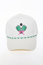 SPORTS PICKLE BALL embroidery 5 Panel Hat with Rope: Pink