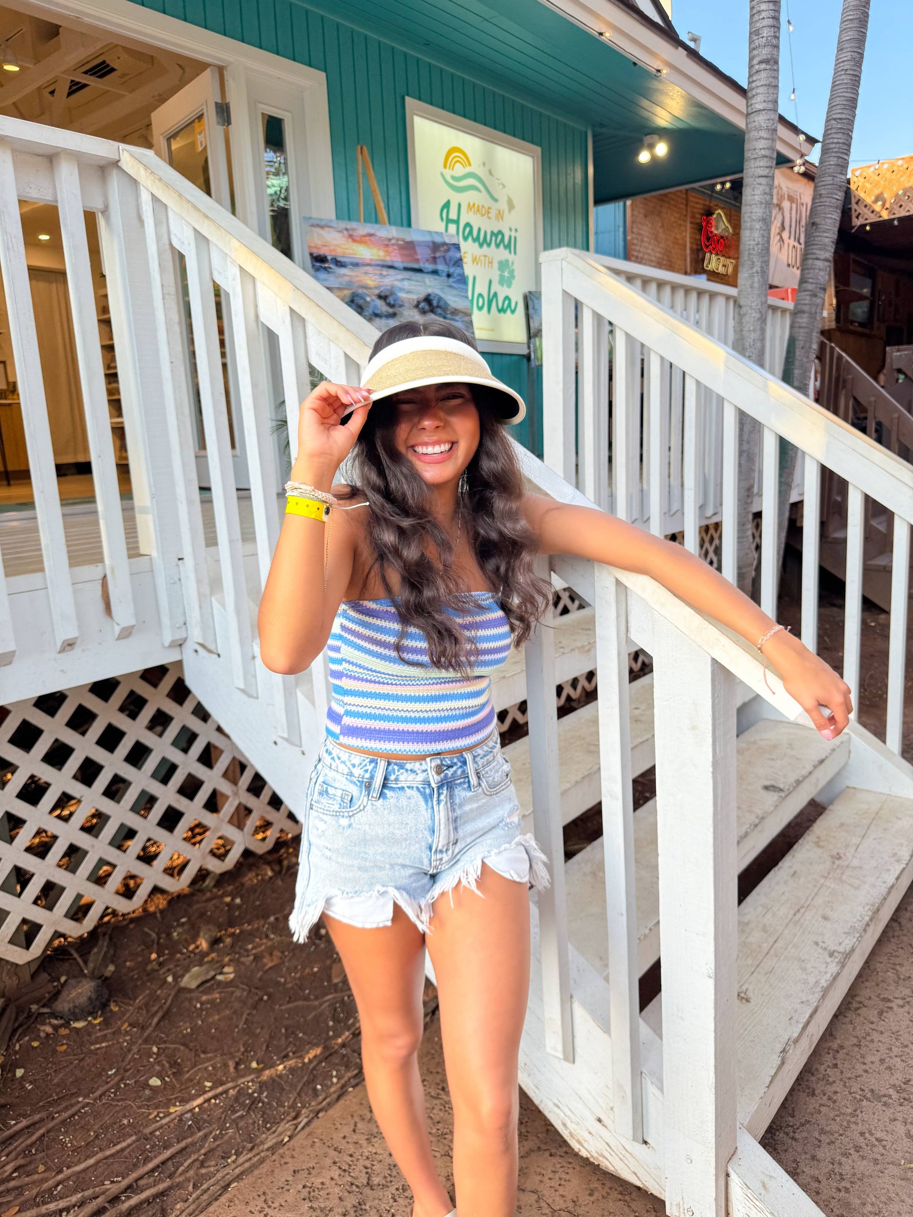 CC Adjustable Straw Visor Sunhat: Navy