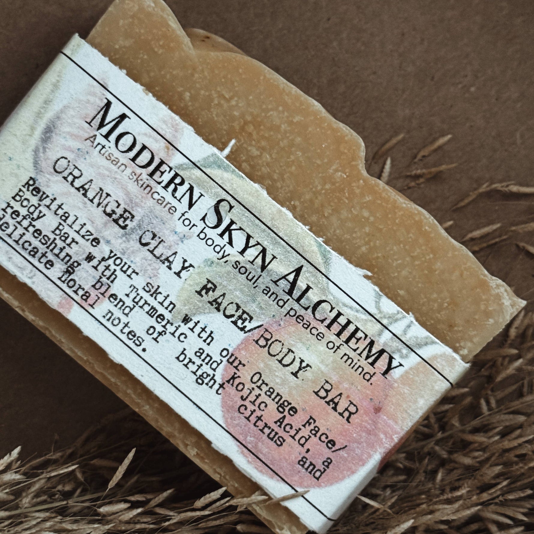 Orange Clay Face/Body Bar with Turmeric and Kojic Acid