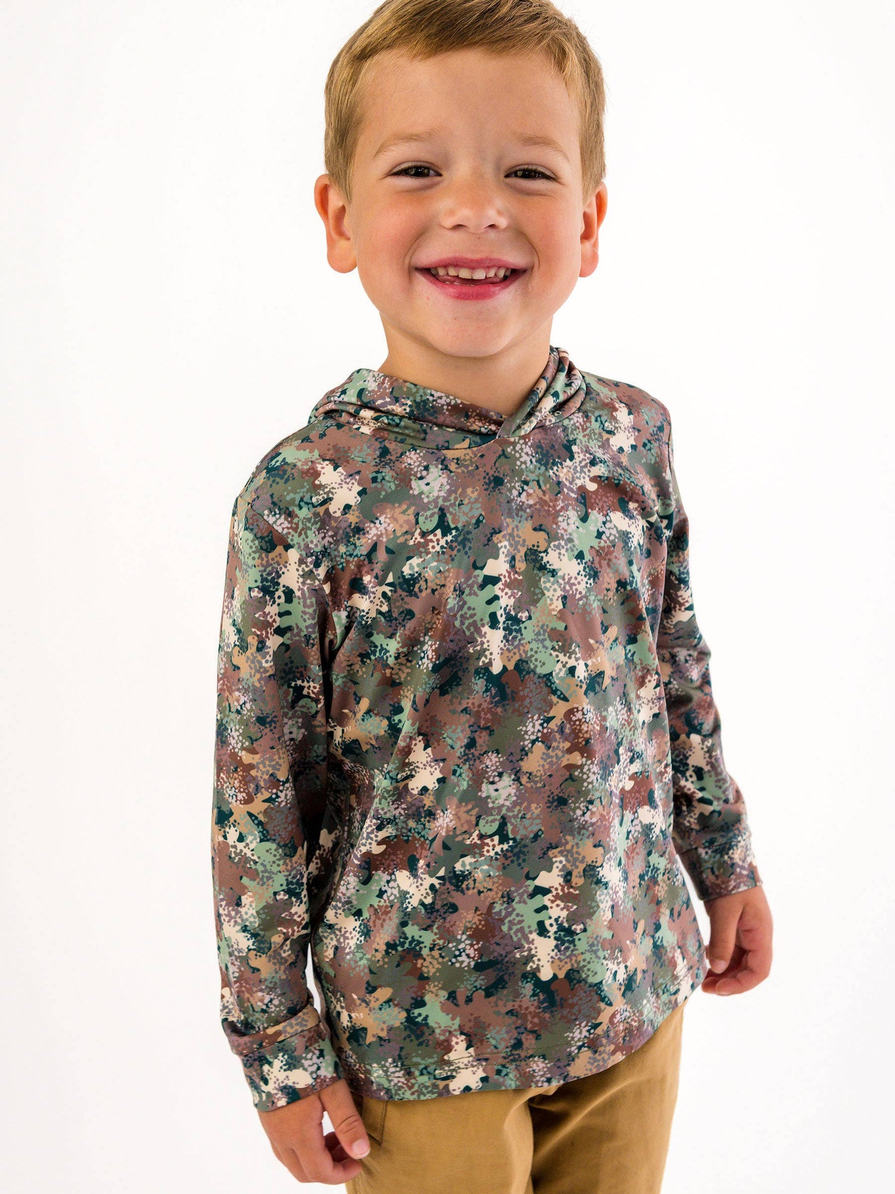 Boys Classic Camo Performance Hooded Shirt: Multi-Color / 4T